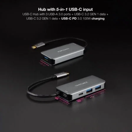 Nanocable Hub USB-C 5 en 1 Gris 15cm 10.16.1005